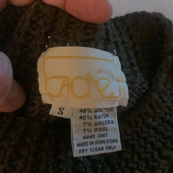 Brown sweater with beads all over. Furry at shoulders. - Picture 2 of 3